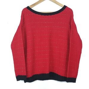 Gianni Bini Button Back Metallic Stitch Knit Sweater Holiday/Christmas/New Years